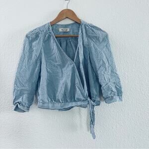 Madewell Striped Wrap Top Size Small